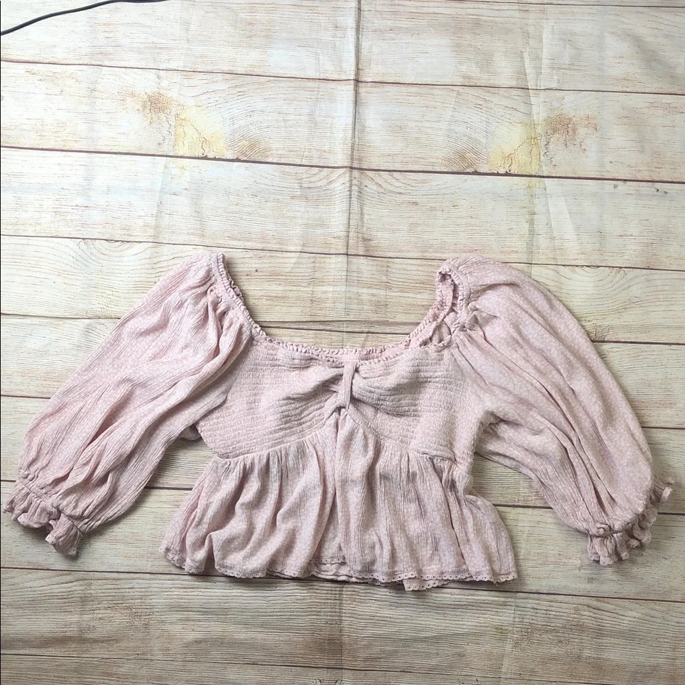 Free People Brittnee Print Smocked Peplum Top